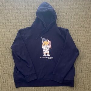 Polo by Ralph Lauren Dark Blue Hoodie with Bear and Flag